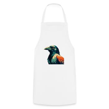 Crow Cartoon Character Colorful Pet Animal - Cooking Apron - white - Front - AI Model Male 185 dark (185cm)