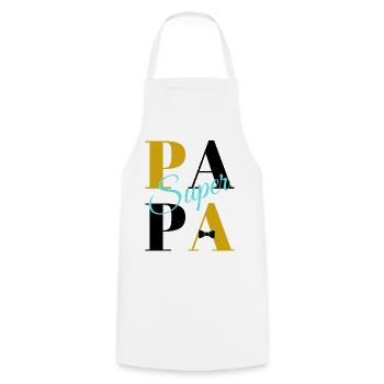 Super Papa - Kochschürze - Weiß - Vorne - AI Model Male 185 dark (185cm)