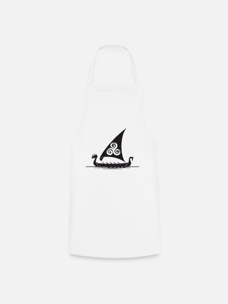Vikingerschiff Triskel Segel - Kochschürze - Weiß