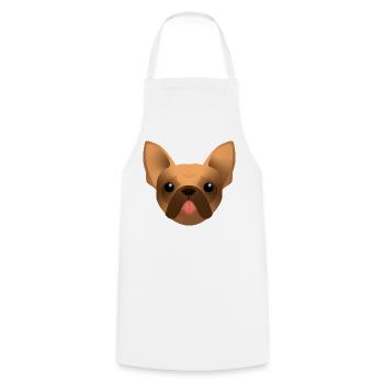 Bouledogue Français - Frenchie - Bully - Langue - Tablier de cuisine - blanc - Devant - AI Model Male 185 dark (185cm)