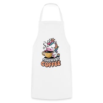 Propulsé par le café - Tablier de cuisine - blanc - Devant - AI Model Male 185 dark (185cm)