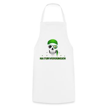 Totenkopf naturverbunden Margerite - Kochschürze - Weiß - Vorne - AI Model Male 185 dark (185cm)