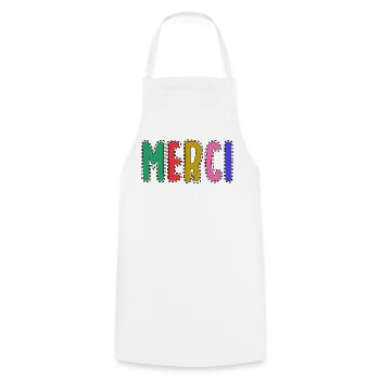 MERCI. MAÎTRESSE. MAÎTRE. MERCI MAÎTRESSE - Tablier de cuisine - blanc - Devant - AI Model Male 185 dark (185cm)