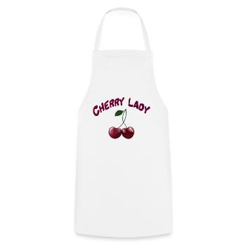 Cherry Lady - Kirschen im Rockabilly Stil - Kochschürze - Weiß - Vorne - AI Model Male 185 dark (185cm)