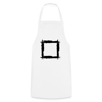 Quadrat Schwarz - Kochschürze - Weiß - Vorne - AI Model Male 185 dark (185cm)