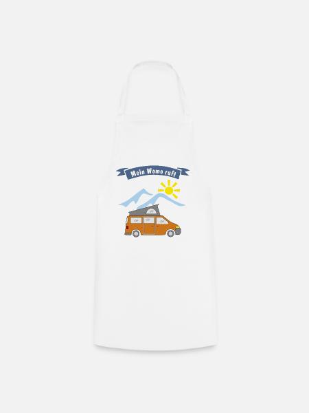 womo ruft campingbus - Kochschürze - Weiß