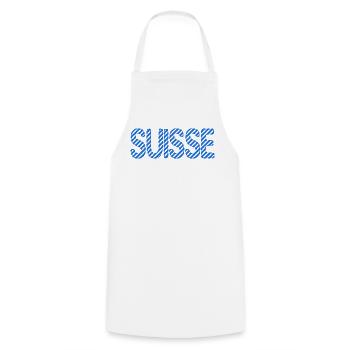 SUISSE. HUMOUR. PAYS. DRAPEAU - Tablier de cuisine - blanc - Devant - AI Model Male 185 dark (185cm)