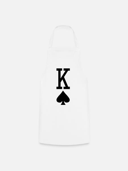 Poker Spielkarte - Pik König - Kochschürze - Weiß