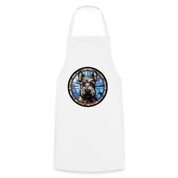 Schottischer Terrier Hunderasse Aquarellglas - Kochschürze - Weiß - Vorne - AI Model Male 185 dark (185cm)