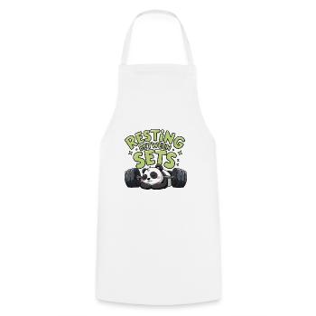 Resting Between Sets - Cooking Apron - white - Front - AI Model Male 185 dark (185cm)