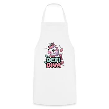 Diva Défi - Tablier de cuisine - blanc - Devant - AI Model Male 185 dark (185cm)