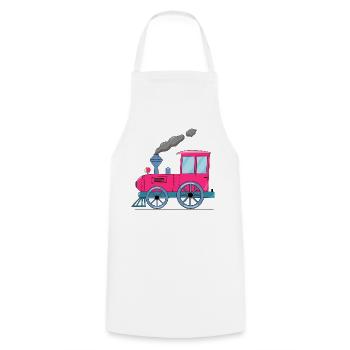Kinderzug Eisenbahn pink - Kochschürze - Weiß - Vorne - AI Model Male 185 dark (185cm)
