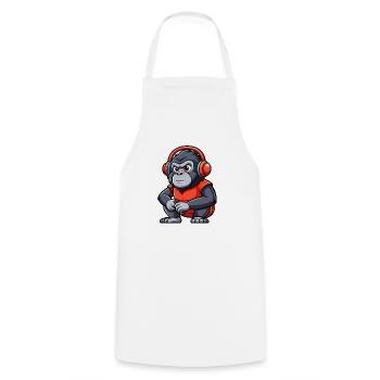 Gorilla Lustige Zeichentrickfigur Kopfhörer Musik - Kochschürze - Weiß - Vorne - AI Model Male 185 dark (185cm)