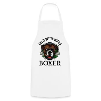 boxeur - Tablier de cuisine - blanc - Devant - AI Model Male 185 dark (185cm)