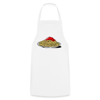 Spaghetti mit Tomaten - Kochschürze - Weiß - Vorne - AI Model Male 185 dark (185cm)