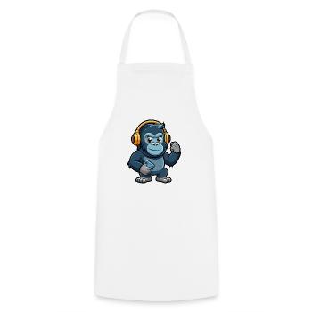 Gorilla Lustige Zeichentrickfigur Kopfhörer Musik - Kochschürze - Weiß - Vorne - AI Model Male 185 dark (185cm)