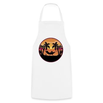 Palm Trees Hammock Sunset - Cooking Apron - white - Front - AI Model Male 185 dark (185cm)