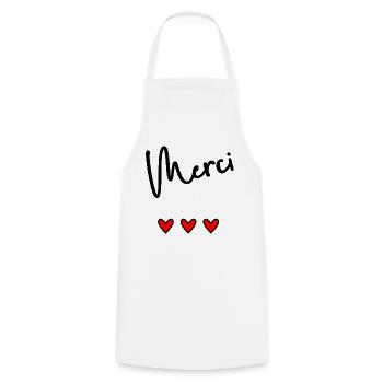 MERCI. MAÎTRESSE. MAÎTRE. MERCI MAÎTRESSE - Tablier de cuisine - blanc - Devant - AI Model Male 185 dark (185cm)