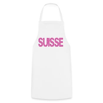SUISSE. PAYS. GENEVE. HUMOUR. DRAPEAU. GENEVE - Tablier de cuisine - blanc - Devant - AI Model Male 185 dark (185cm)