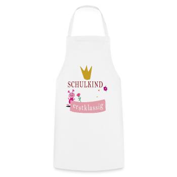 Schulkind erstklassig - Kochschürze - Weiß - Vorne - AI Model Male 185 dark (185cm)