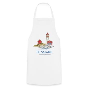 Dänemark Leuchtturm tiny Haus am Meer - Kochschürze - Weiß - Vorne - AI Model Male 185 dark (185cm)