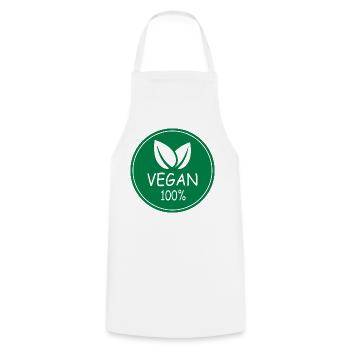 vegan 100% - Kochschürze - Weiß - Vorne - AI Model Male 185 dark (185cm)