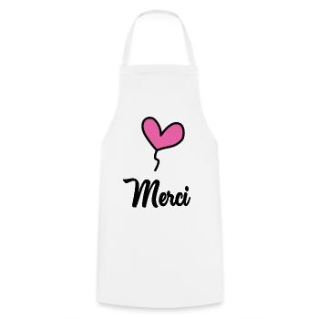 MERCI. MAÎTRESSE. MAÎTRE. MERCI MAÎTRESSE - Tablier de cuisine - blanc - Devant - AI Model Male 185 dark (185cm)