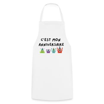 c'est mon anniversaire monstre - Tablier de cuisine - blanc - Devant - AI Model Male 185 dark (185cm)