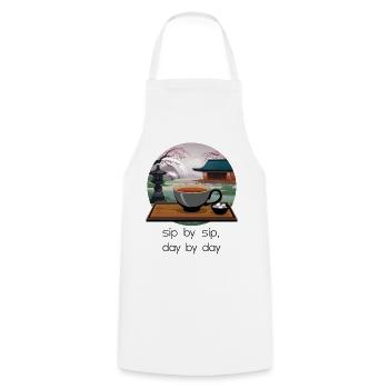 Sip By Sip, Day By Day - Cooking Apron - white - Front - AI Model Male 185 dark (185cm)