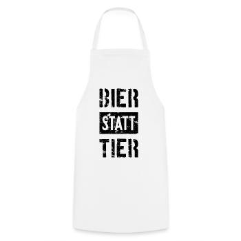 BIER STATT TIER - Kochschürze - Weiß - Vorne - AI Model Male 185 dark (185cm)