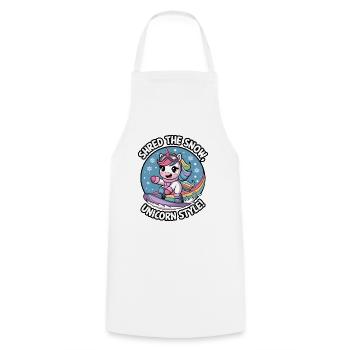 Shred The Snow, Unicorn Style! - Cooking Apron - white - Front - AI Model Male 185 dark (185cm)