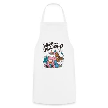 Warm And Unicorn-y! - Cooking Apron - white - Front - AI Model Male 185 dark (185cm)