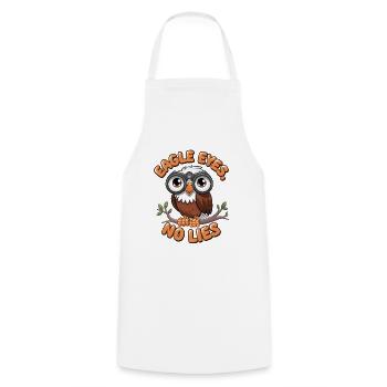 Des yeux d’aigle, pas de mensonges - Tablier de cuisine - blanc - Devant - AI Model Male 185 dark (185cm)