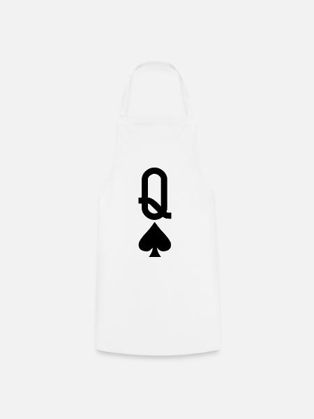 Poker Spielkarte - Pik Dame - Kochschürze - Weiß