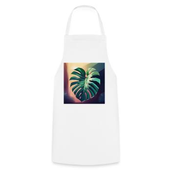 Monstera Leaf - Kochschürze - Weiß - Vorne - AI Model Male 185 dark (185cm)