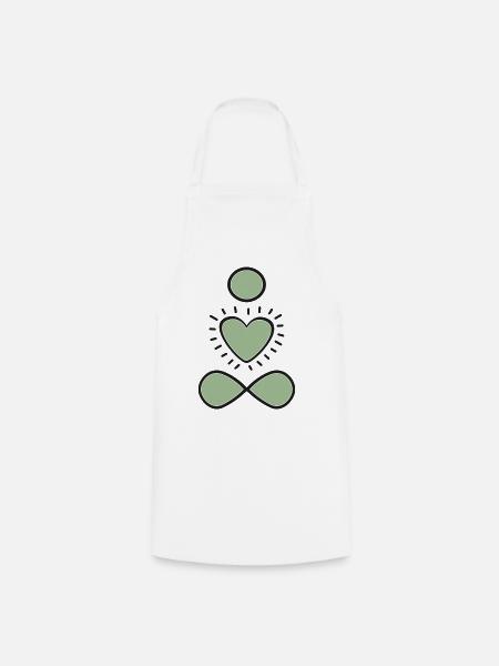 Mint Heart Infinity Emblem - Cooking Apron - white