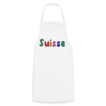 SUISSE. PAYS. GENEVE. HUMOUR. DRAPEAU - Tablier de cuisine - blanc - Devant - AI Model Male 185 dark (185cm)