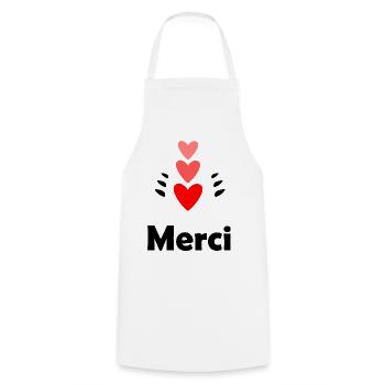 MERCI. MAÎTRESSE. MAÎTRE. MERCI MAÎTRESSE - Tablier de cuisine - blanc - Devant - AI Model Male 185 dark (185cm)