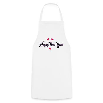 HAPPY NEW YEAR. NEW YEAR'S EVE. BEST WISHES - Cooking Apron - white - Front - AI Model Male 185 dark (185cm)