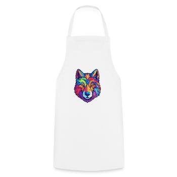 Wolf Buntes Aquarell Cartoon Kawaii Tier - Kochschürze - Weiß - Vorne - AI Model Male 185 dark (185cm)