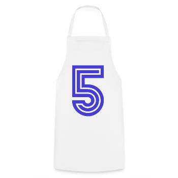 5. 5 JAHRE. 5-JÄHRIGES JUBILÄUM. 5-JÄHRIGES JUBILÄUM. 5. - Kochschürze - Weiß - Vorne - AI Model Male 185 dark (185cm)