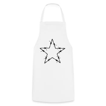 Stacheldraht 5 Eck Stern - Geschenkidee Tattoo - Kochschürze - Weiß - Vorne - AI Model Male 185 dark (185cm)
