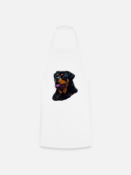 Rottweiler Hunderasse Kopf Cartoon Illustration - Kochschürze - Weiß