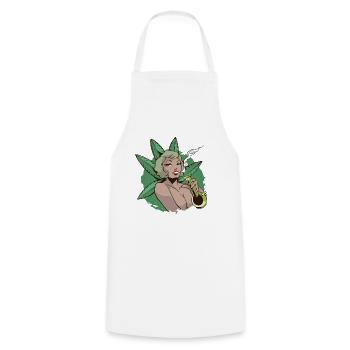 Pin Up Girl Cannabis Marihuana Sexy Bong - Kochschürze - Weiß - Vorne - AI Model Male 185 dark (185cm)