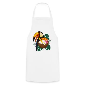 Tropischer Toucan mit Sonne - Sommer Design - Kochschürze - Weiß - Vorne - AI Model Male 185 dark (185cm)