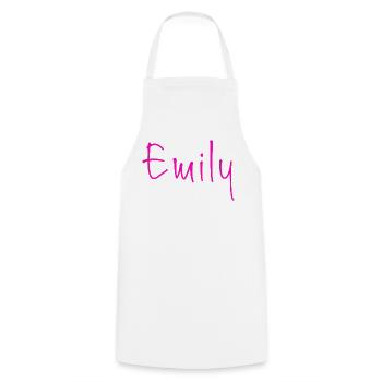 Emily Neon Pink Handschrift - Kochschürze - Weiß - Vorne - AI Model Male 185 dark (185cm)