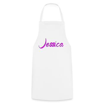 Jessica Neon Script Pink - Kochschürze - Weiß - Vorne - AI Model Male 185 dark (185cm)