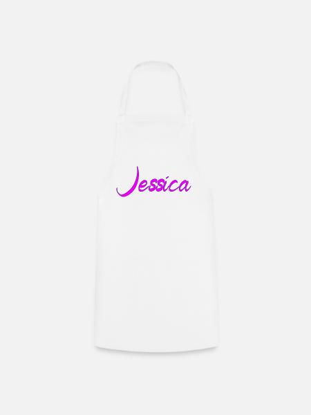 Jessica Neon Script Pink - Kochschürze - Weiß
