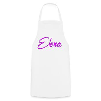 Elena Neon Pink Script - Kochschürze - Weiß - Vorne - AI Model Male 185 dark (185cm)