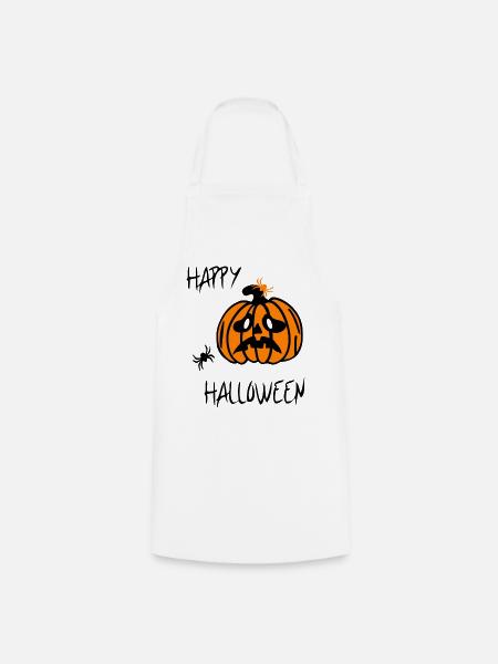 happy halloween, Kürbis - Kochschürze - Weiß